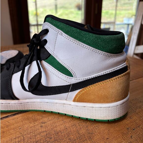 Nike Air Jordan 1 Retro Mid SE Oakland Shoes Sneakers Green Yellow Mens Size 13 - Picture 3 of 16